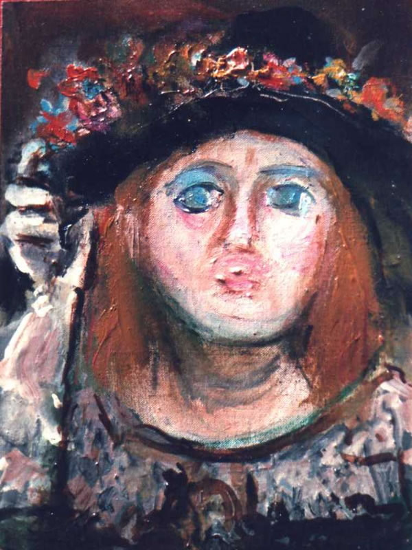 Testa con cappello, primi anni ’80, cm 24x18, esposta Expo Arte di Bari 1985, Modugno (Ba), collezione Laurelli